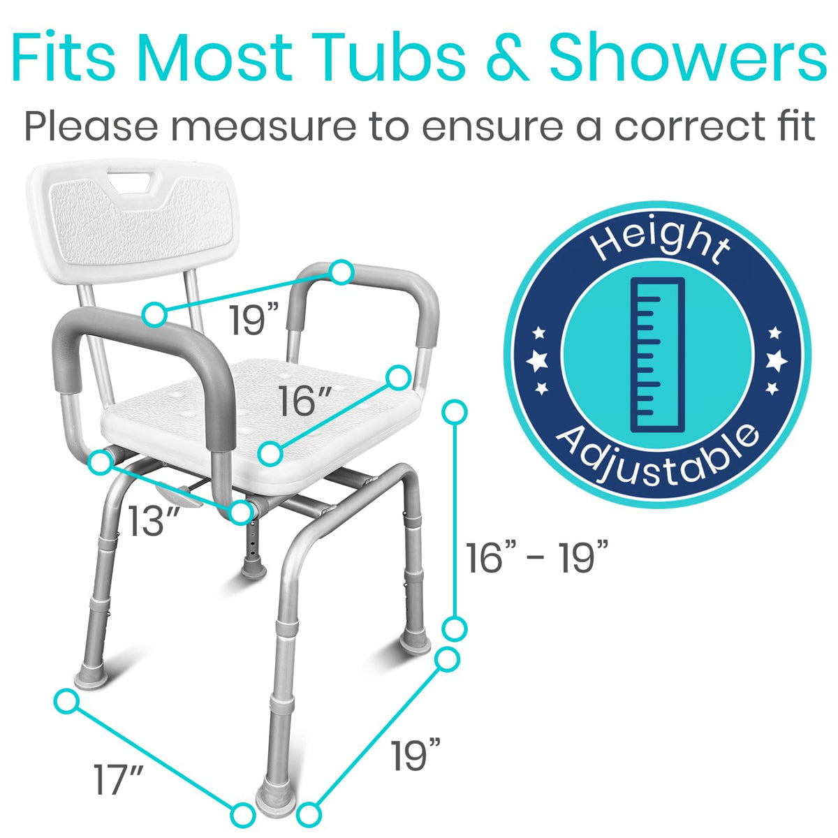 Swivel Shower Chair with Removable Back & Arms U9663