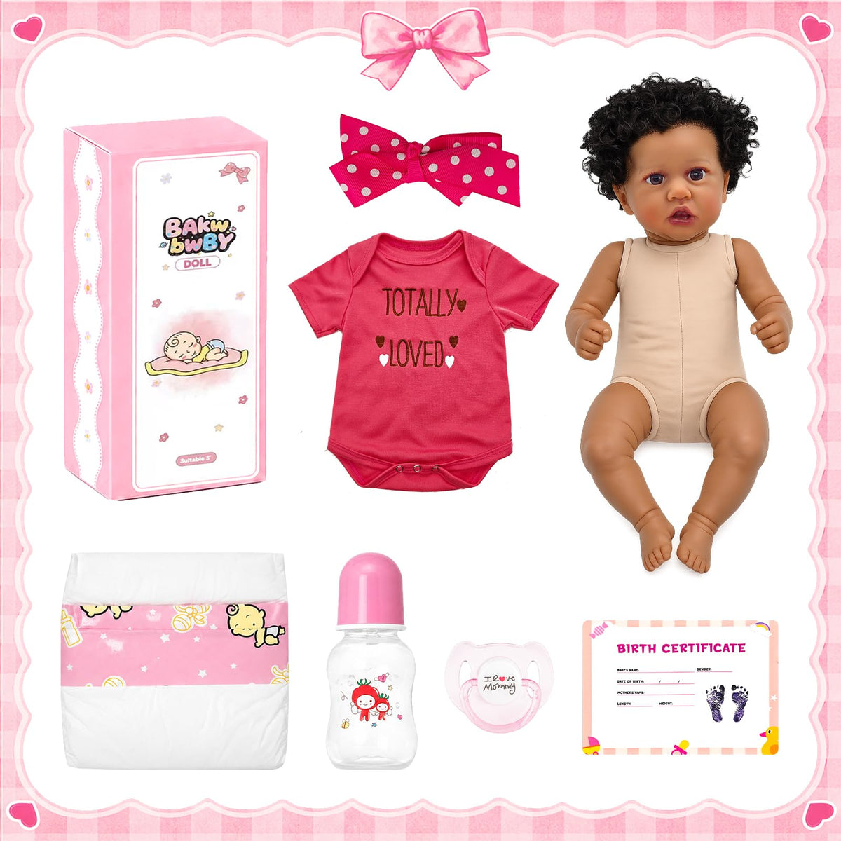 20 Inch Weighted Black Reborn Baby Doll H65222