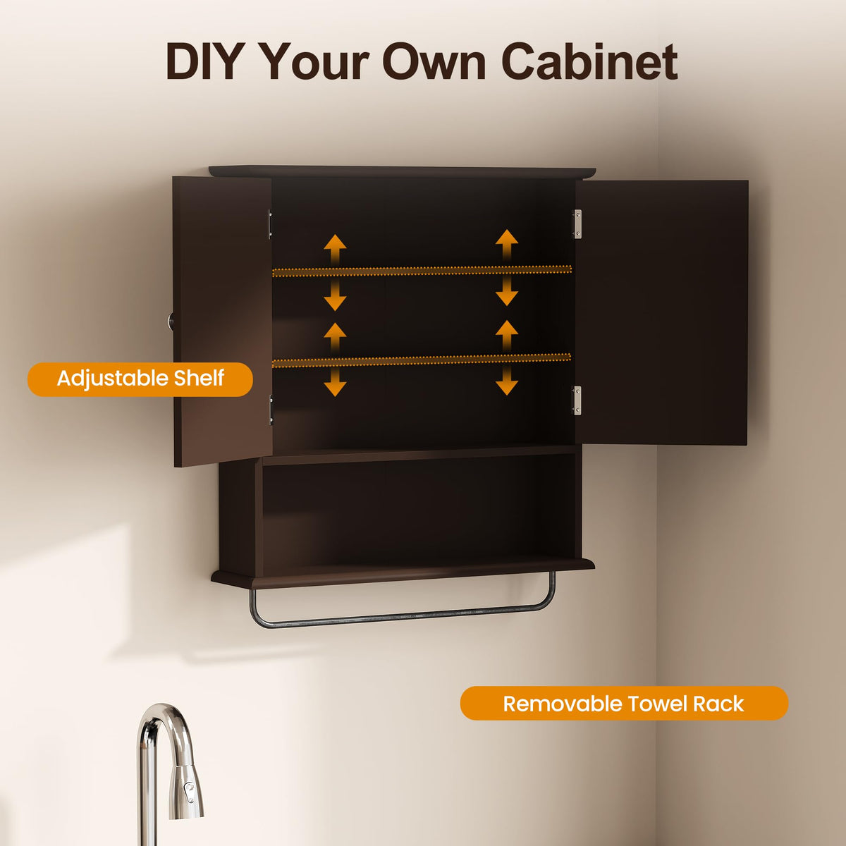 Wall Mounted Bathroom Medicine Cabinet with Towel Rack 22x25 inch P371348