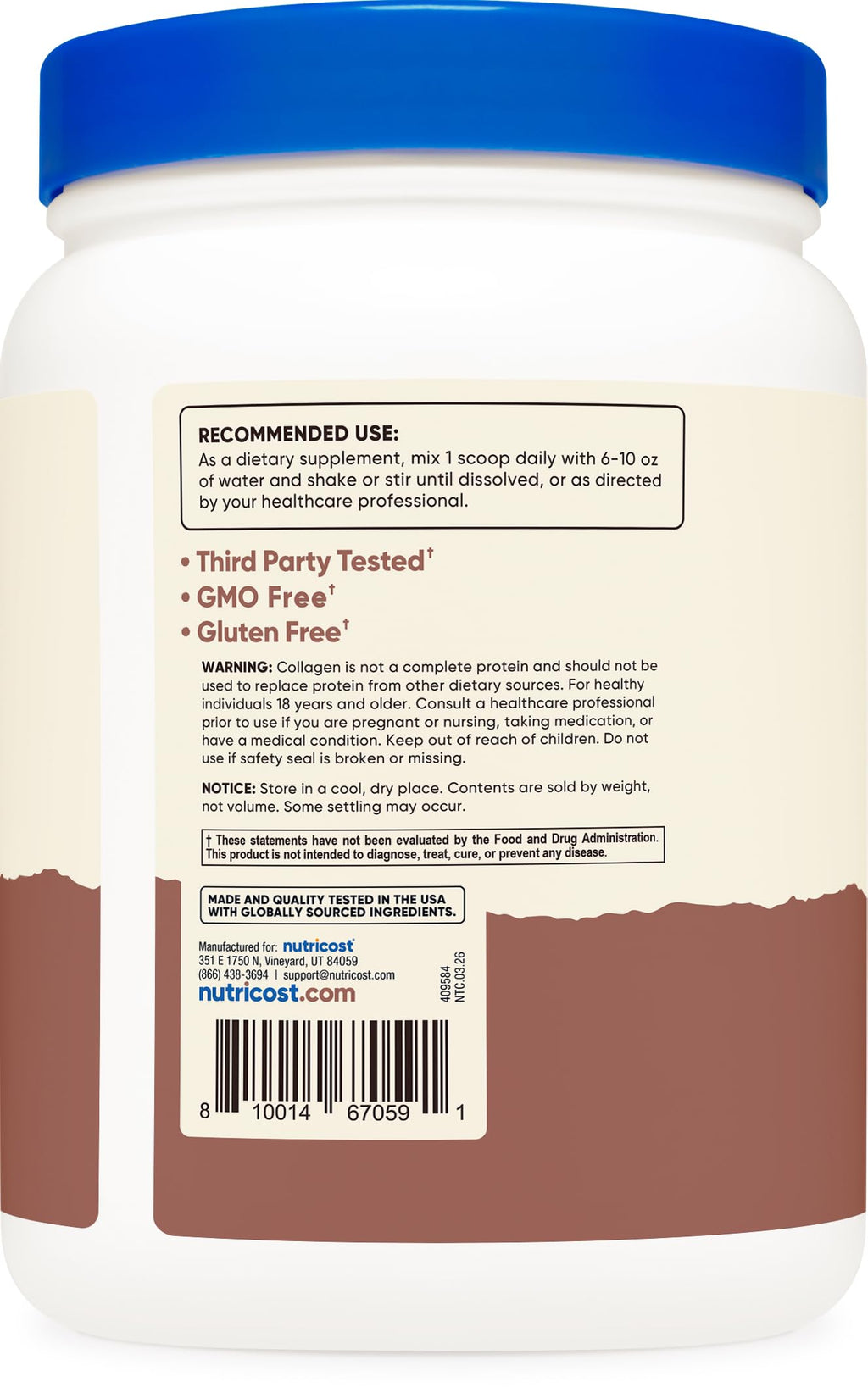 Collagen Peptides Powder 1LB Chocolate Z681327