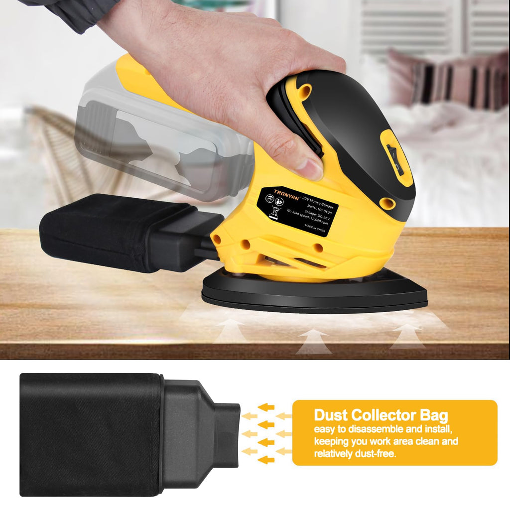 Cordless Detail Sander, 12,000 OPM, 10Pcs Sandpapers, Dust Bag L130