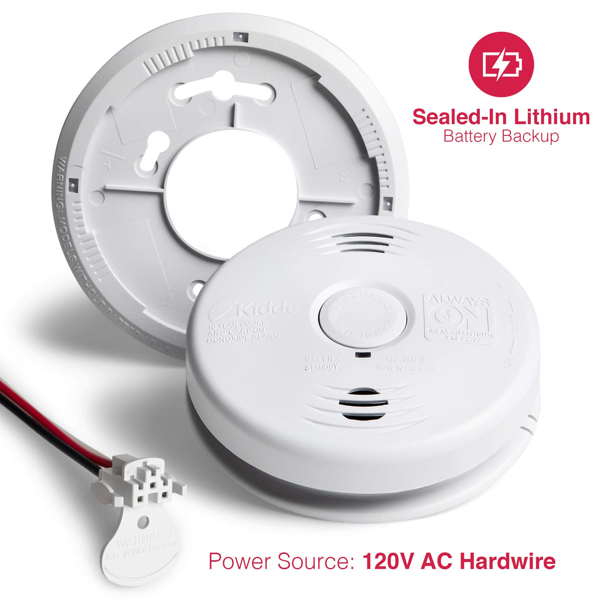 Hardwired Smoke and Carbon Monoxide Detector Alarm with Voice Warning, White N8985