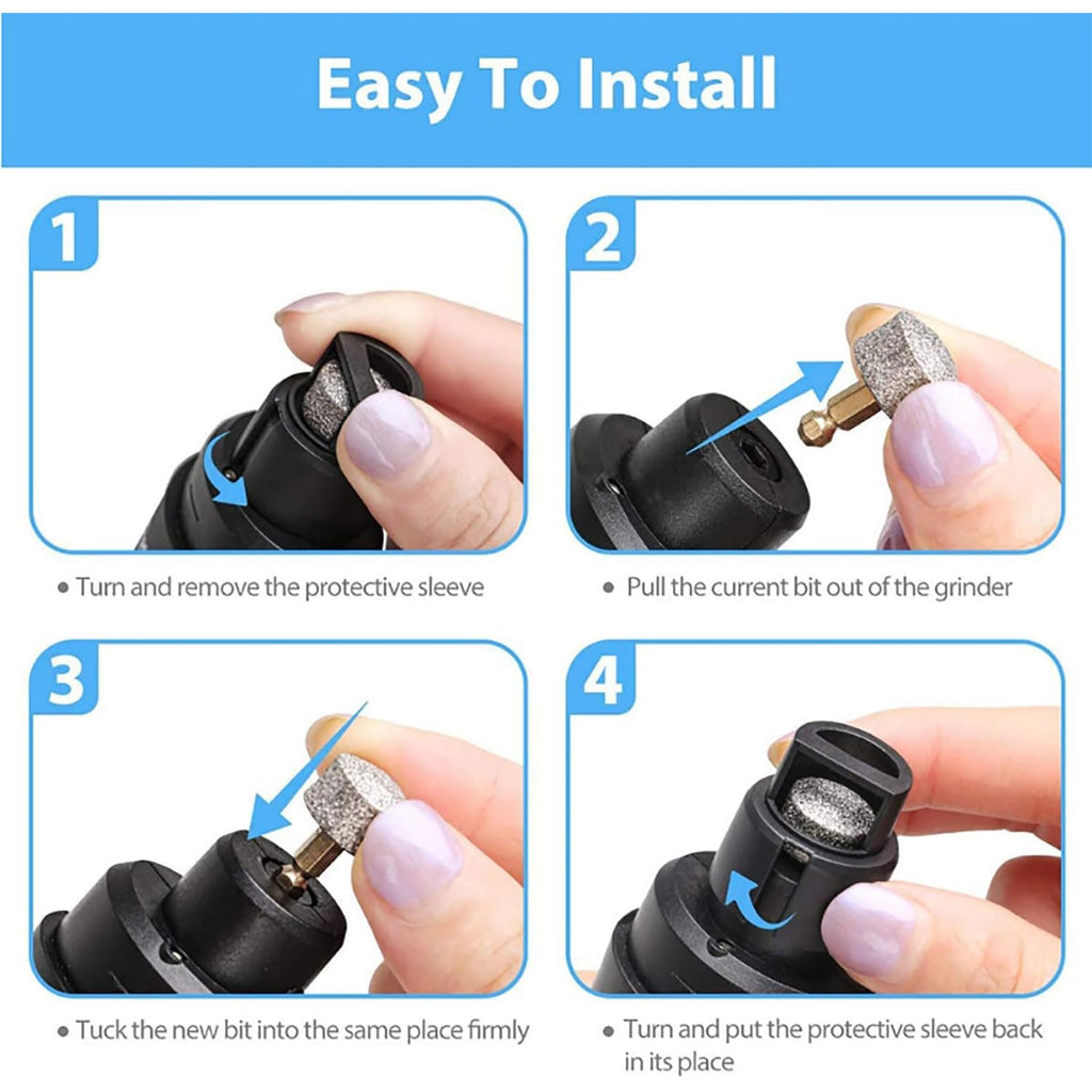 Electric Dog Nail Grinder & Trimmer Rechargeable Quiet Low Vibration Pet Grooming Tool with LED Light 2Pcs T433