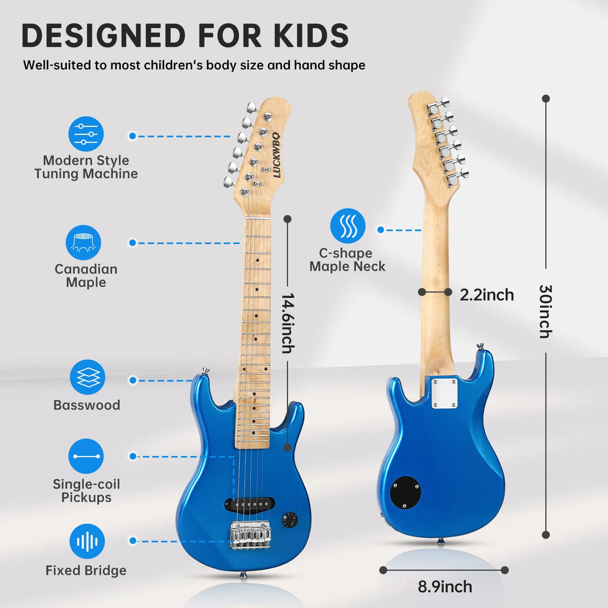 30 Inch Kids ST Style Mini Electric Guitar Beginner Kit with Amplifier U6991