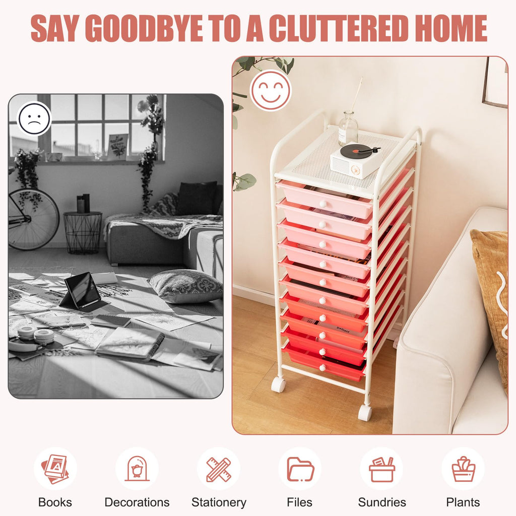10 Drawer Rolling Storage Cart B6471