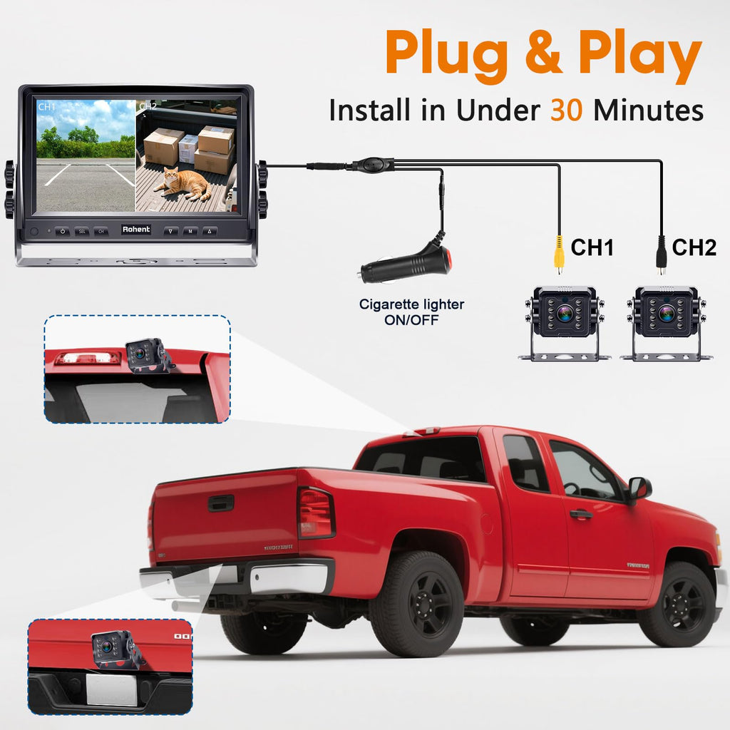 7" Split Screen Dual Backup Camera System J36855