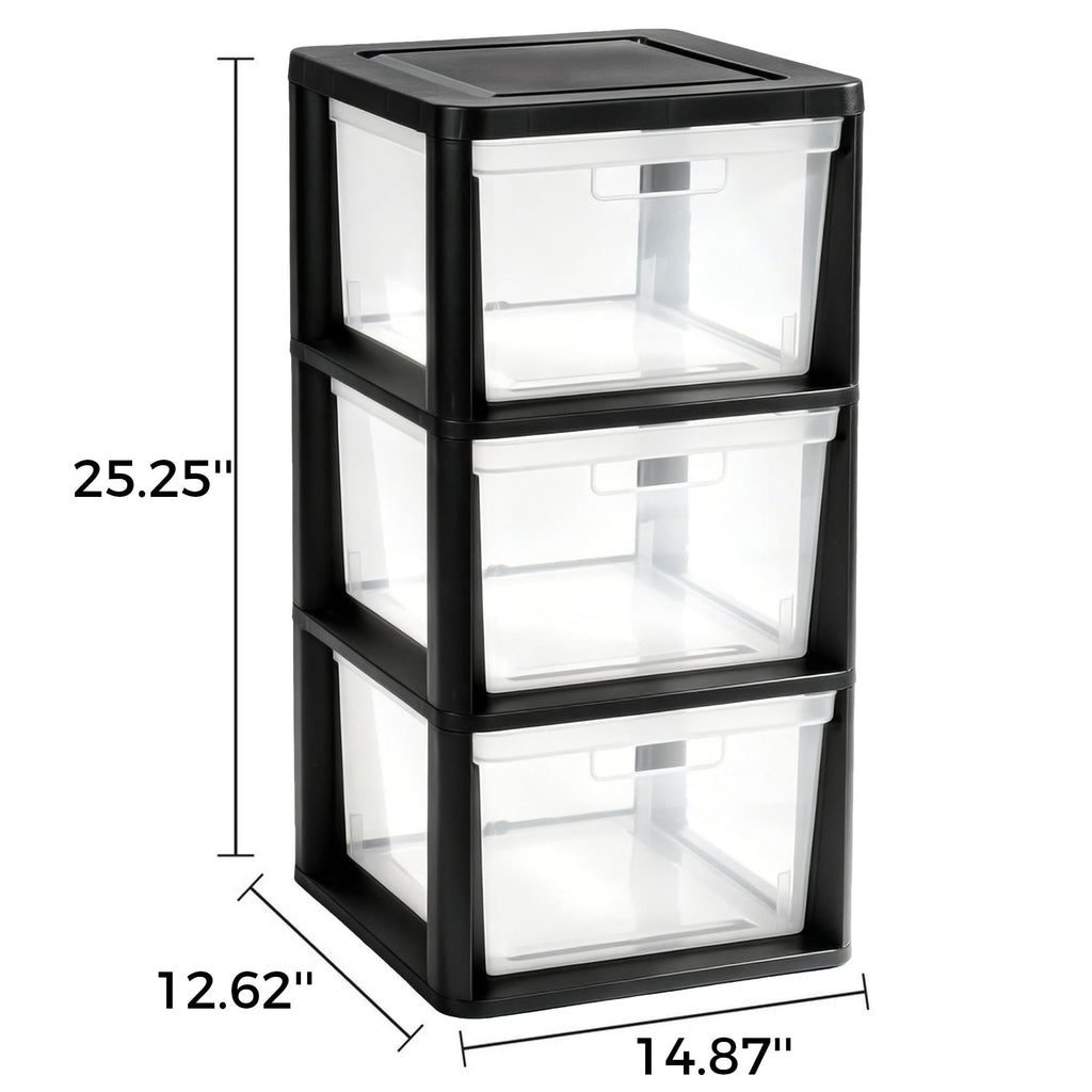 3-Drawer Plastic Storage Organizer Tower Y4879