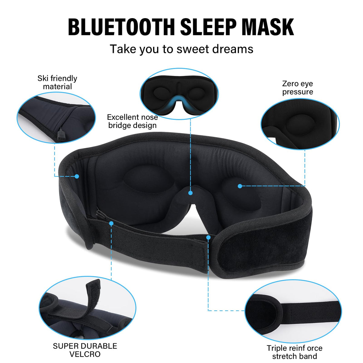Sleep Mask with Bluetooth Headphones O7271