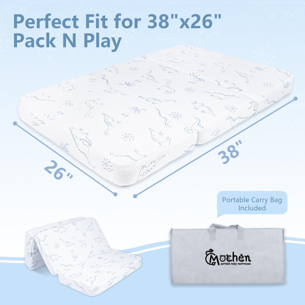 38x26 Trifold Dual-Sided Memory Foam Pack and Play Mattress Z246991