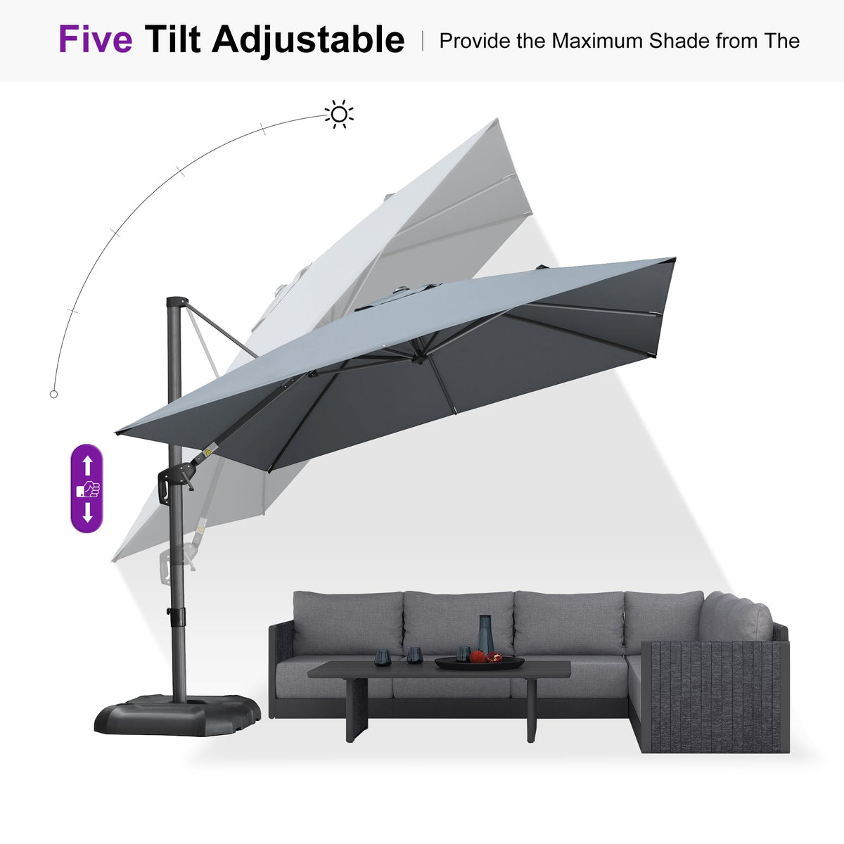 Light Grey Patio Umbrella with Base 10' x 10' A765