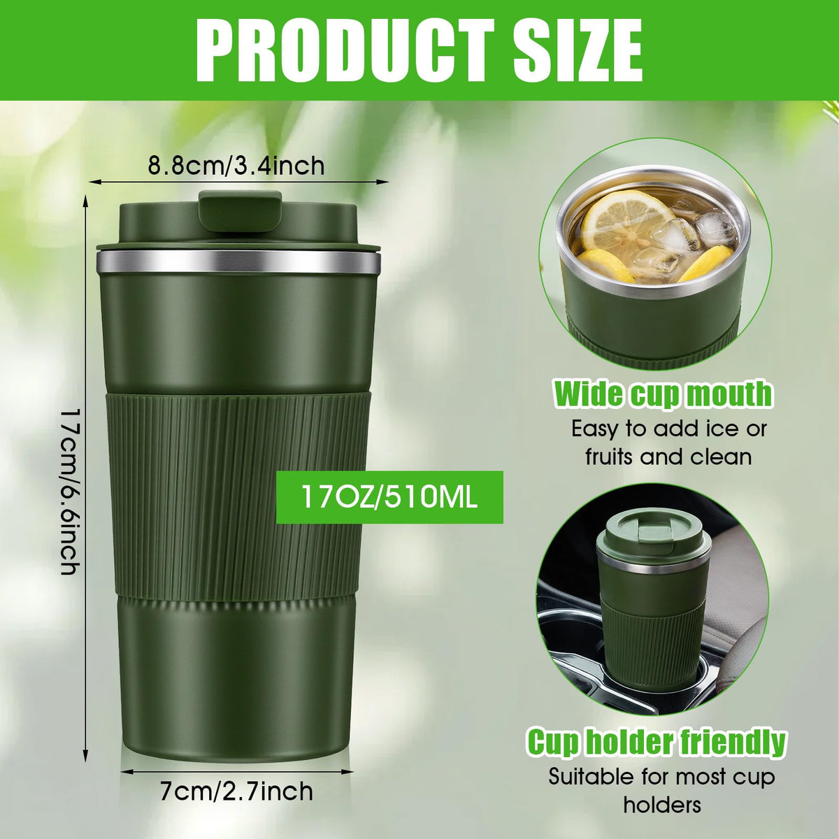 4 Pack 17oz Stainless Steel Insulated Coffee Mug with Lid E8103