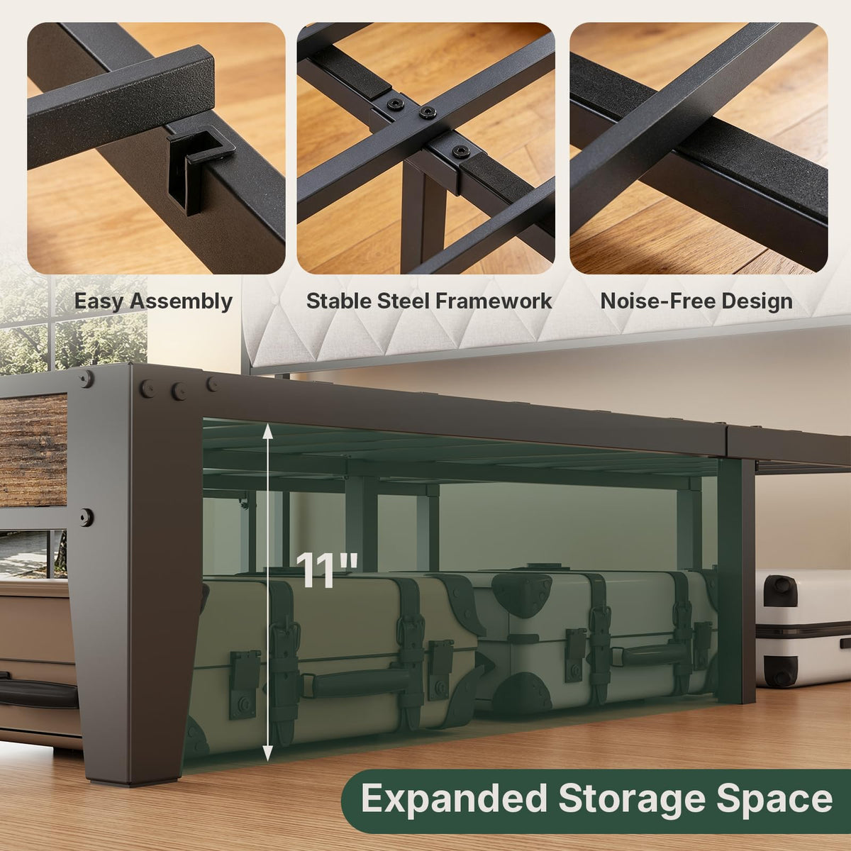Twin Bed Frame with Headboard and Charging Plug Z386124