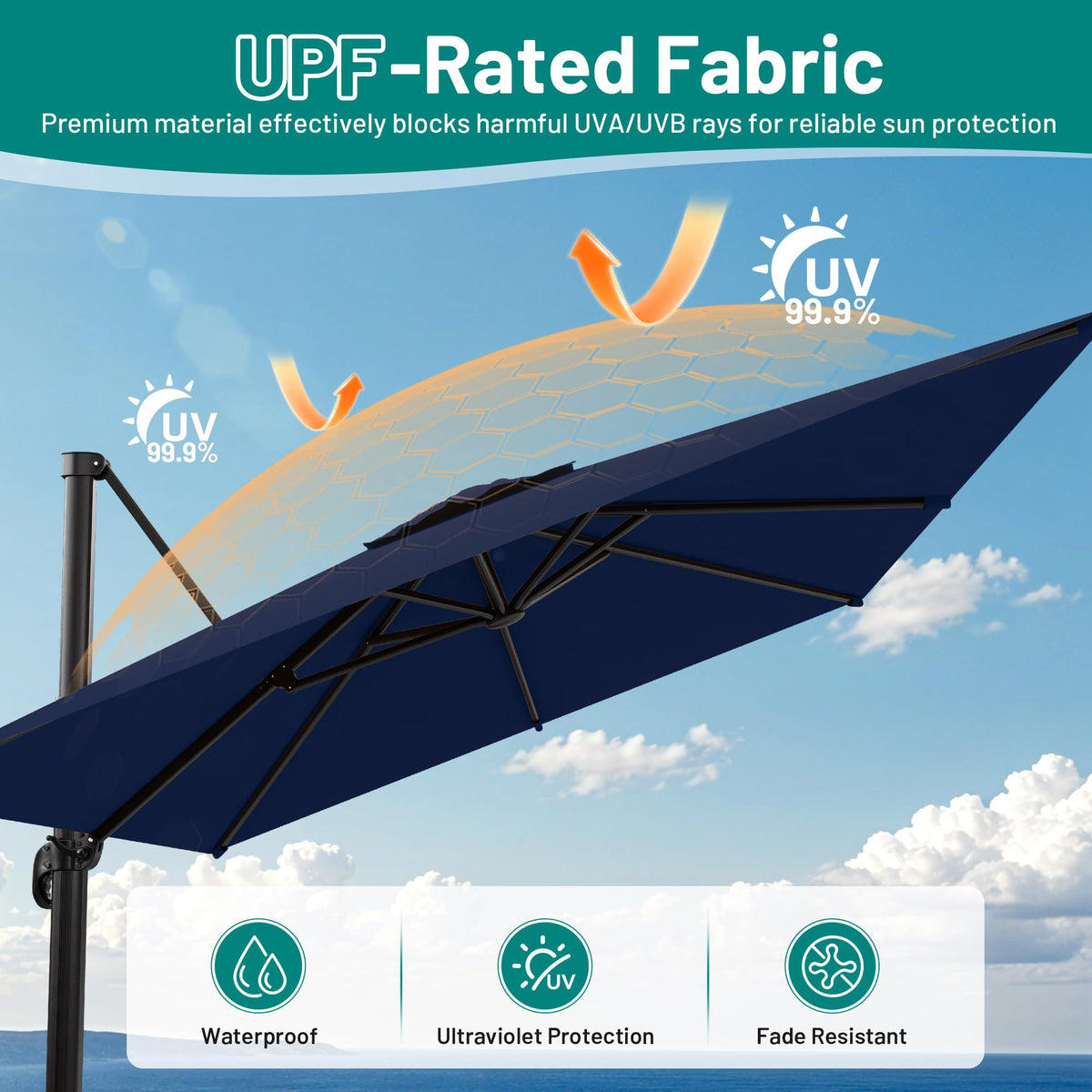 10 X 13 FT Cantilever Umbrella with 360-Degree Rotation I230157