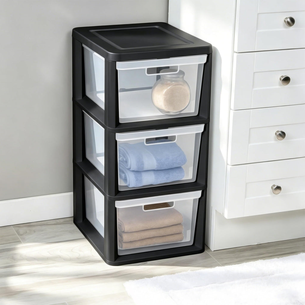 3-Drawer Plastic Storage Organizer Tower Y4879