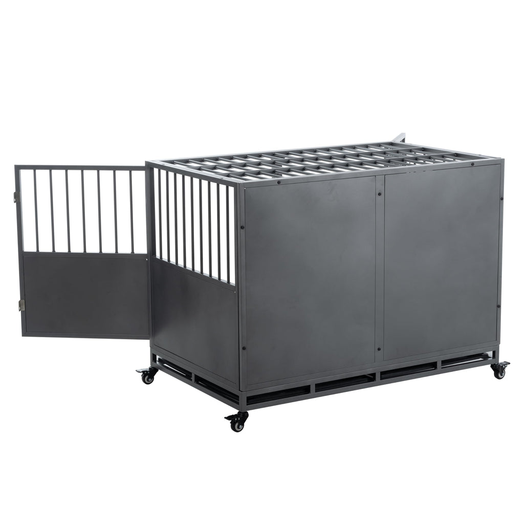 48 inch Heavy Duty Folding Metal Dog Cage with Divider Panel U28098
