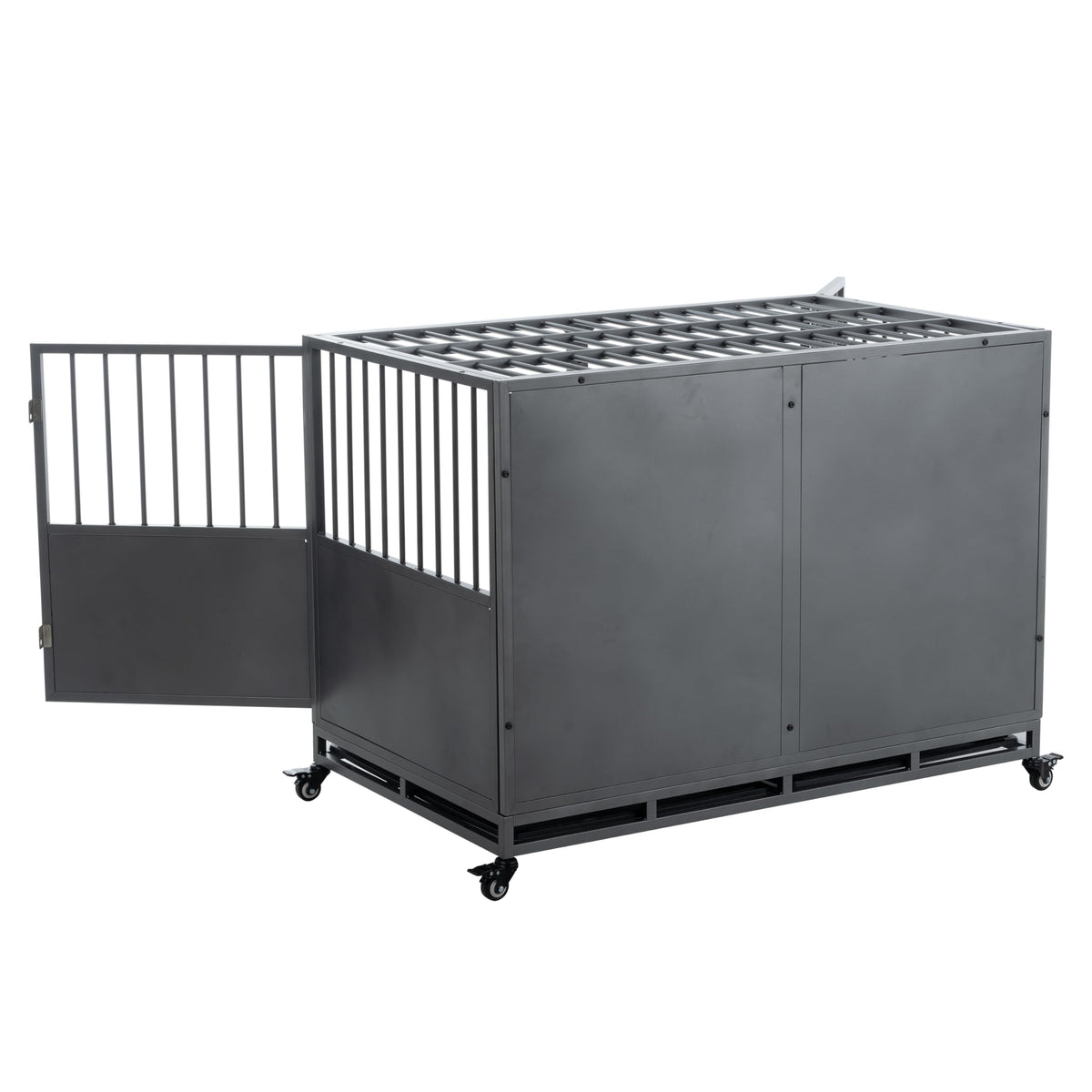 48 inch Heavy Duty Folding Metal Dog Cage with Divider Panel U28098