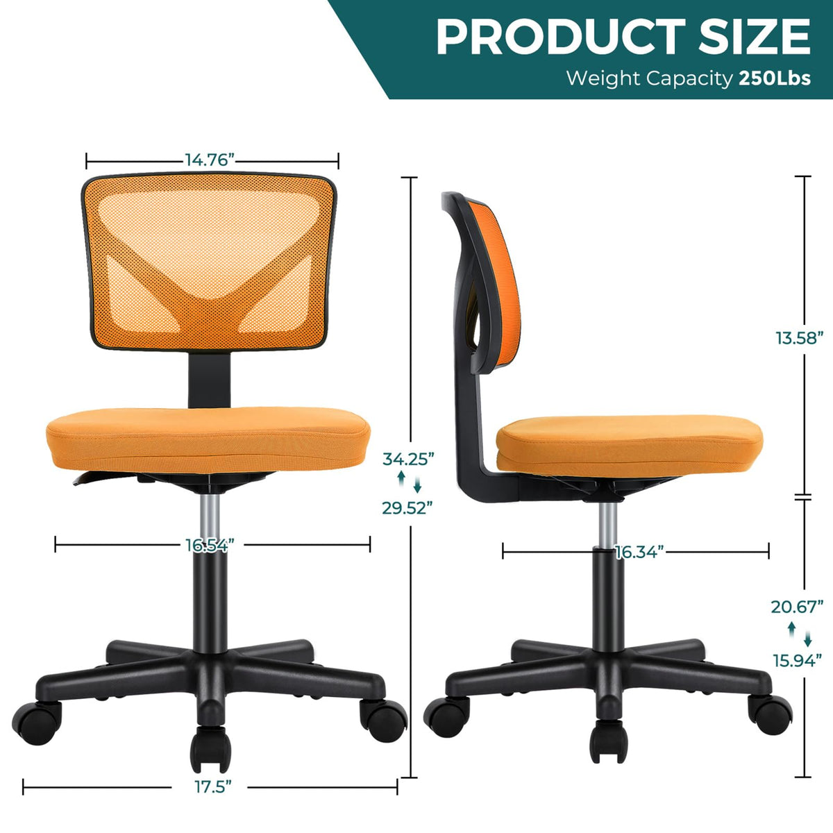 Armless Mesh Office Chairs S3579