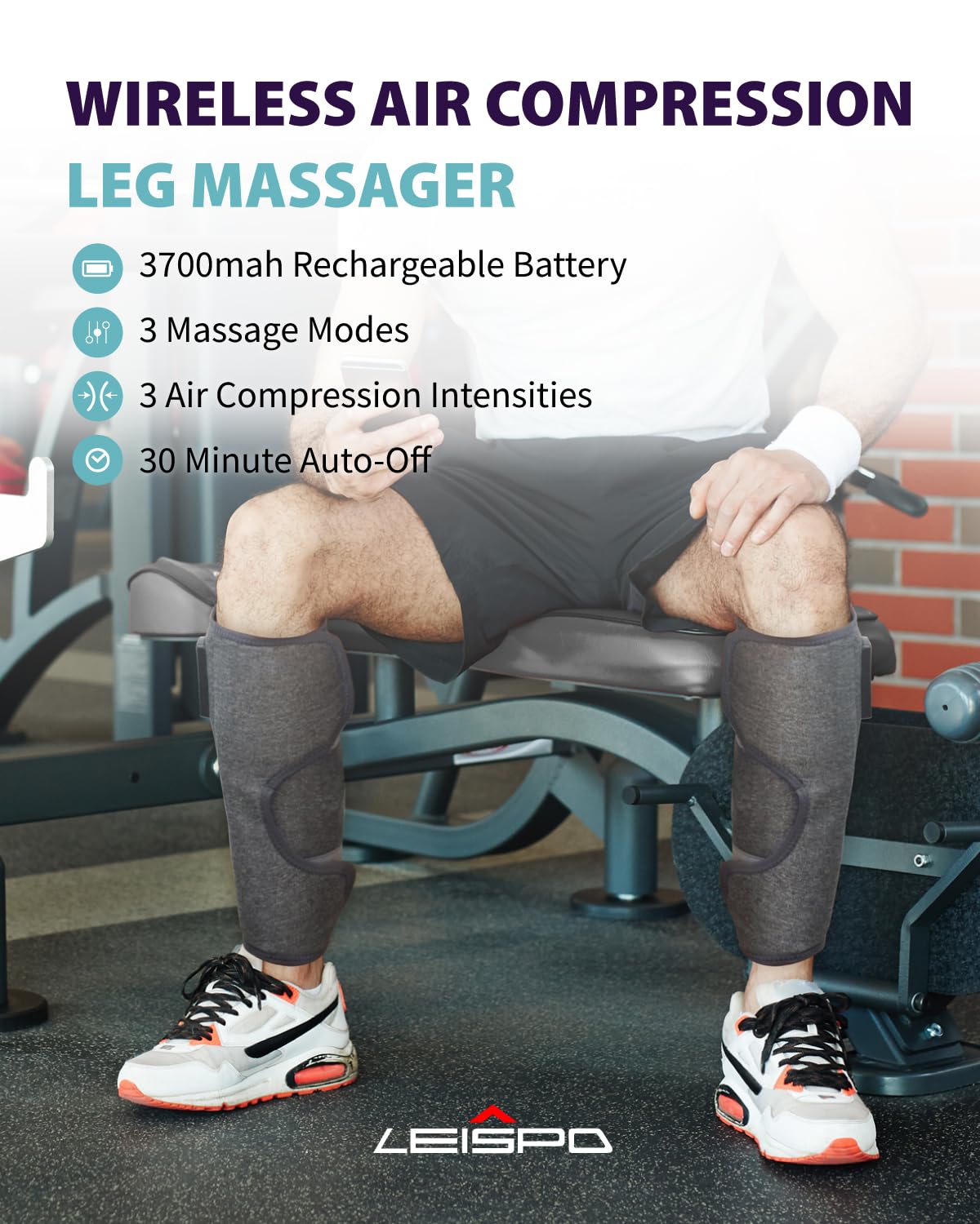 Wireless Air Compression Leg Massager with Heat, 4 Modes, Set of 2 Z901710