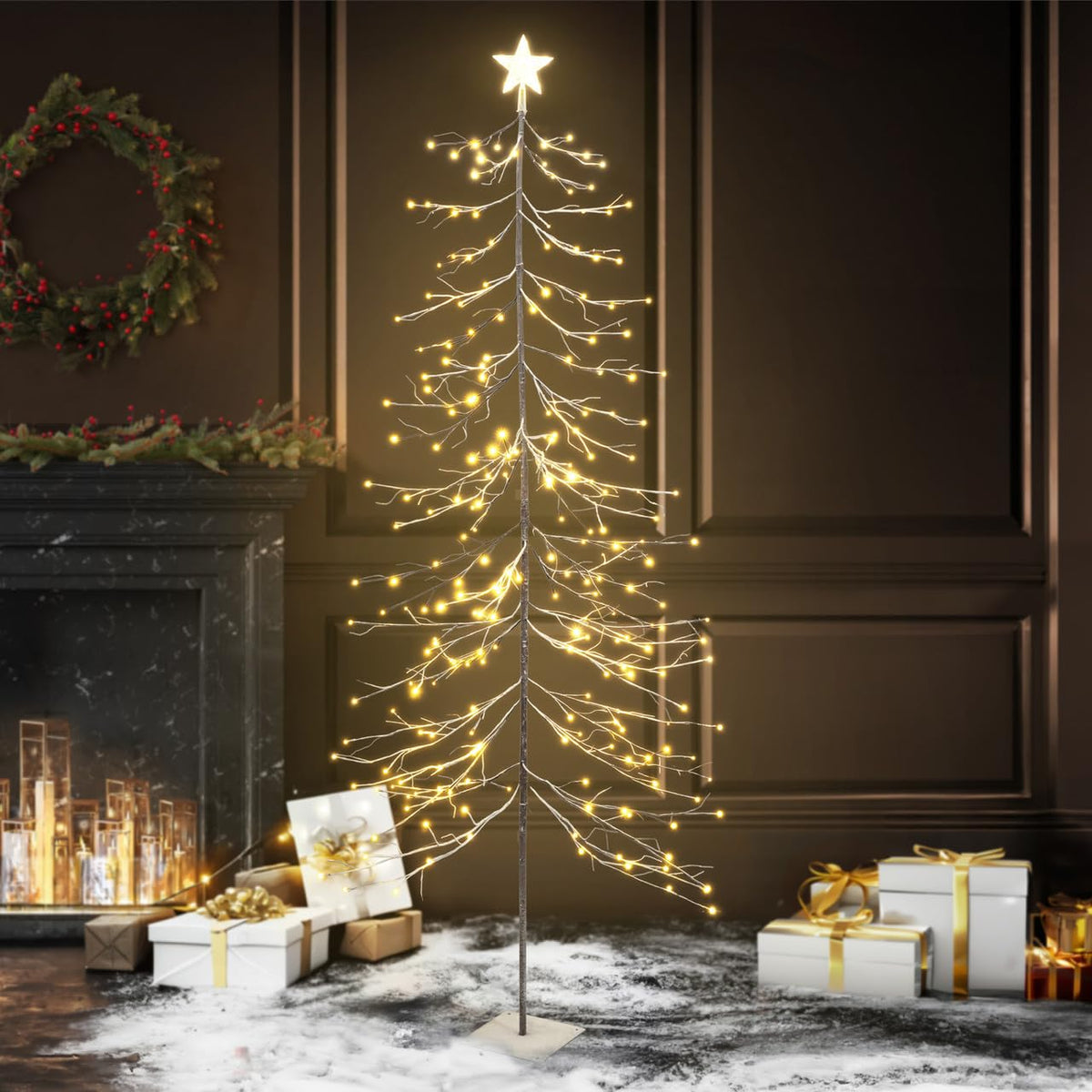 8 Ft Pre-Lit Twinkling Christmas Tree with Lights T82765