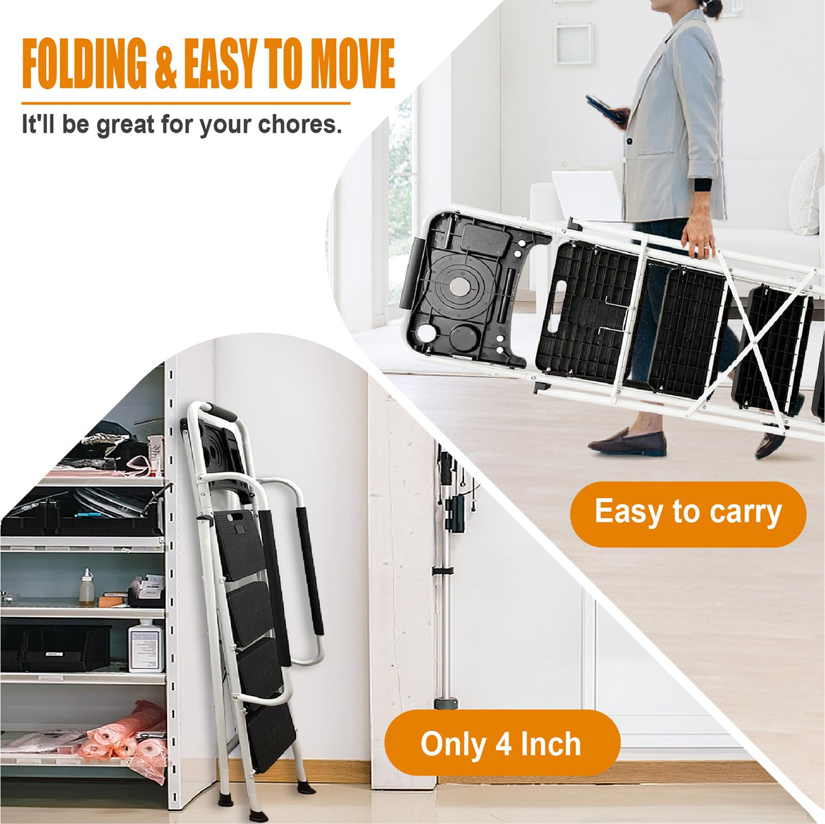 4 Step Ladder with Handrails 330lbs Capacity N552
