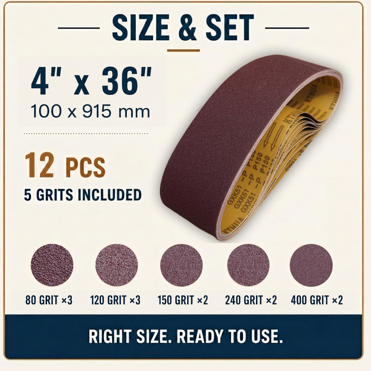4x36 Aluminum Oxide Sanding Belts, 12 Pack V2012