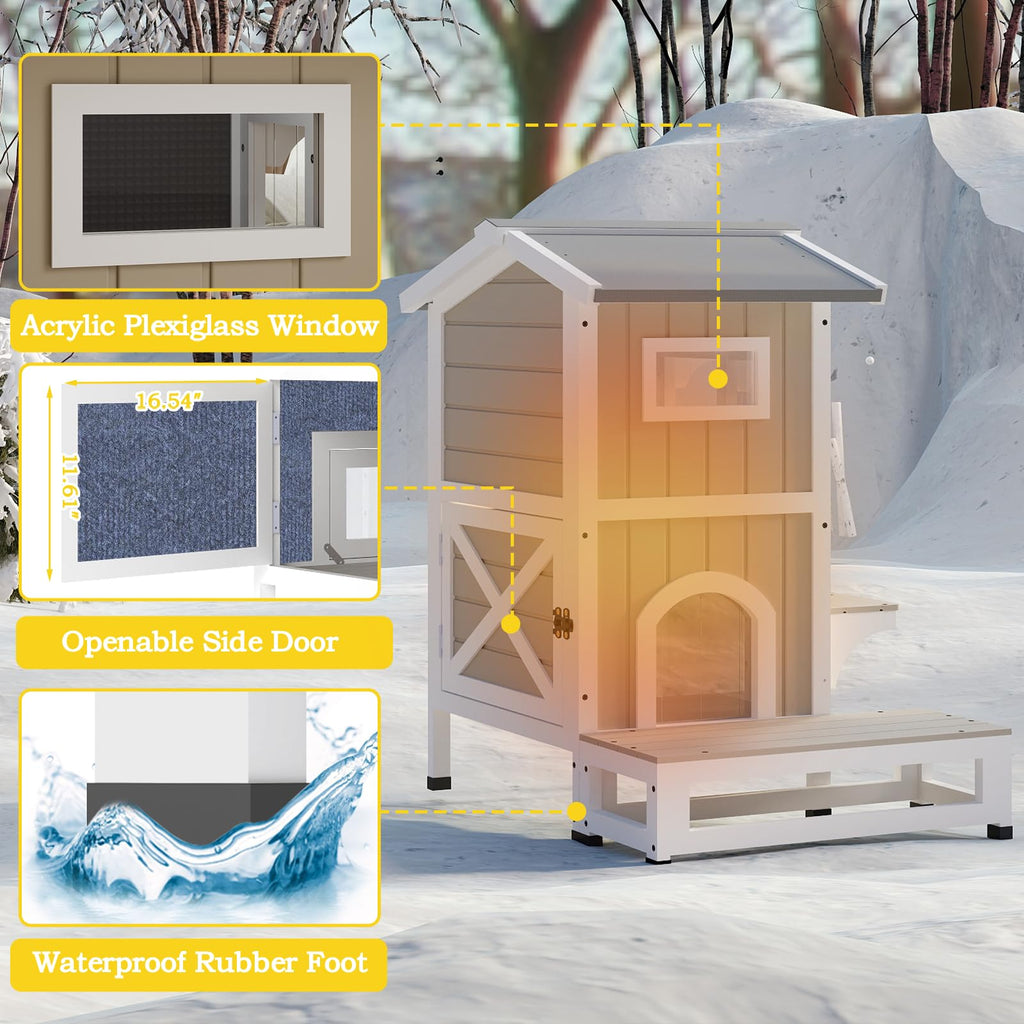 2-Story Insulated Outdoor Cat House V655