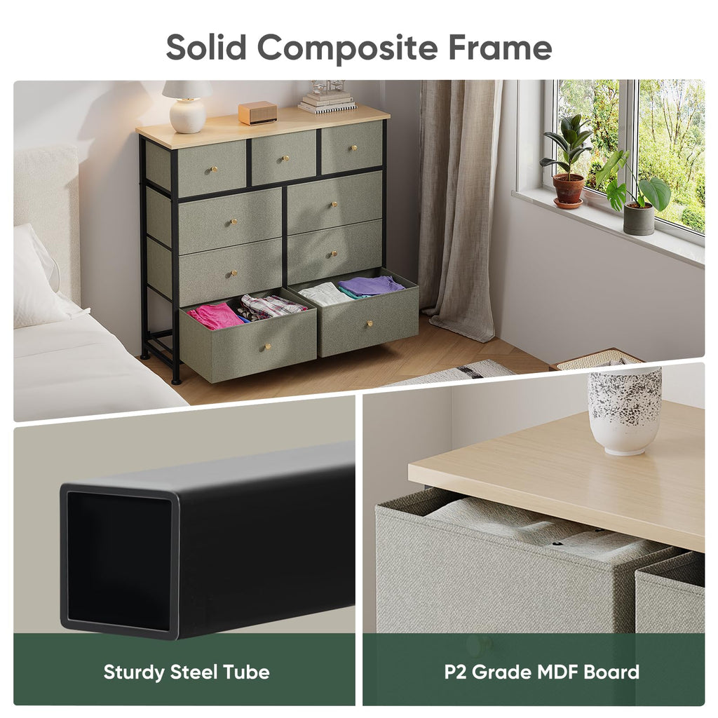 Fabric 9 Drawers Dresser Q6026