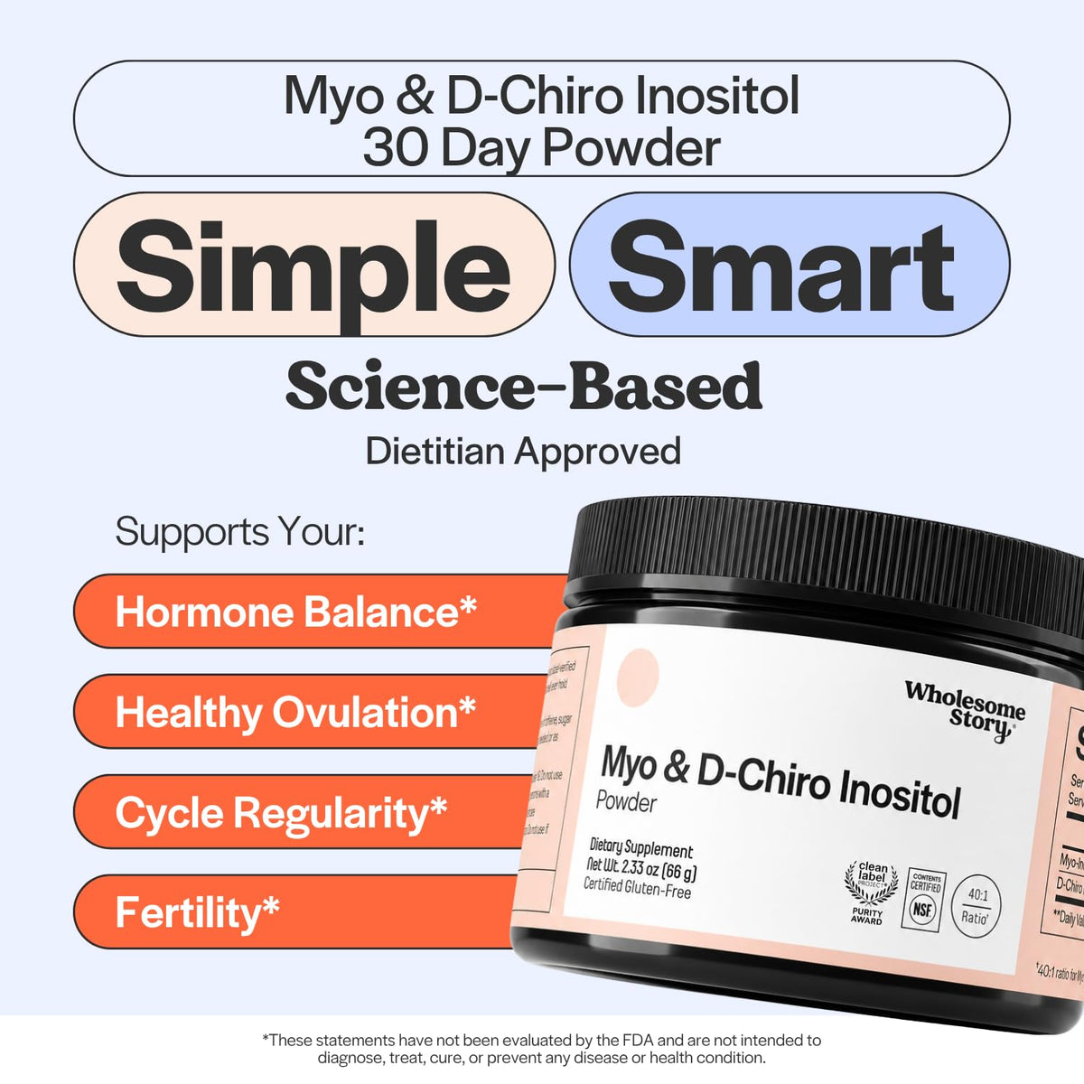 Myo-Inositol & D-Chiro Inositol Supplement Powder 40:1 Ratio 30 Servings C765909
