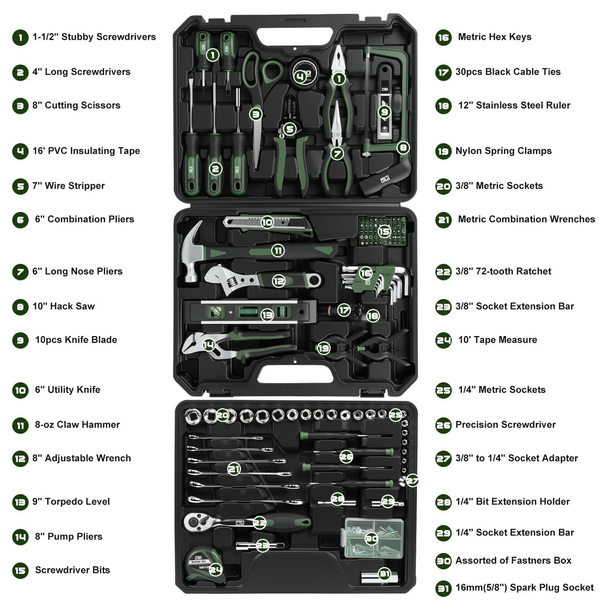 269-Piece Green Hand Tool Set X216065