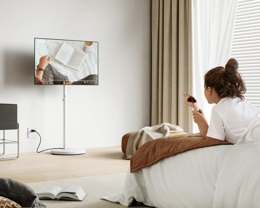 Small Rolling TV Cart for 24-48 Inch TVs, White B3503