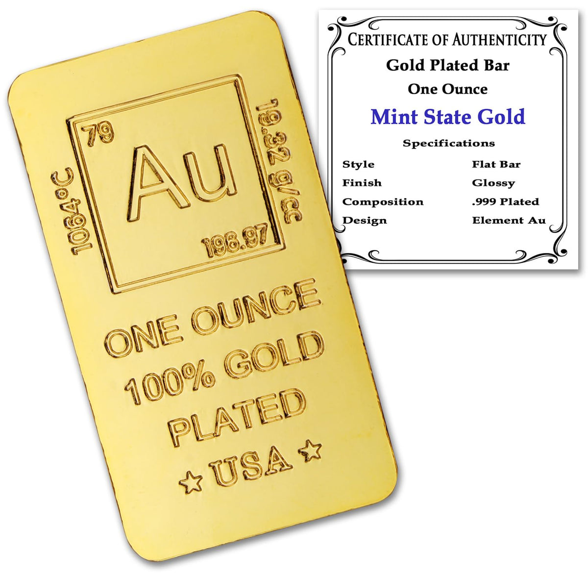 1 oz Gold Plated Bar Y486803
