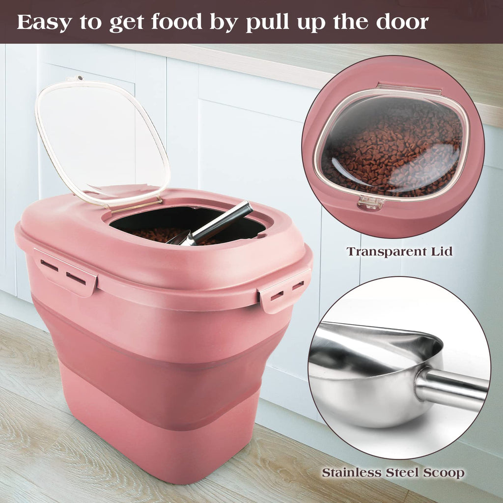 Airtight Collapsible Pet Food Storage Container with Scoop N226575