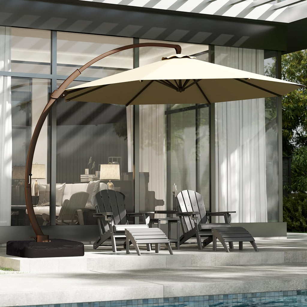 11-FT Patio Offset Cantilever Umbrella with Base H4641