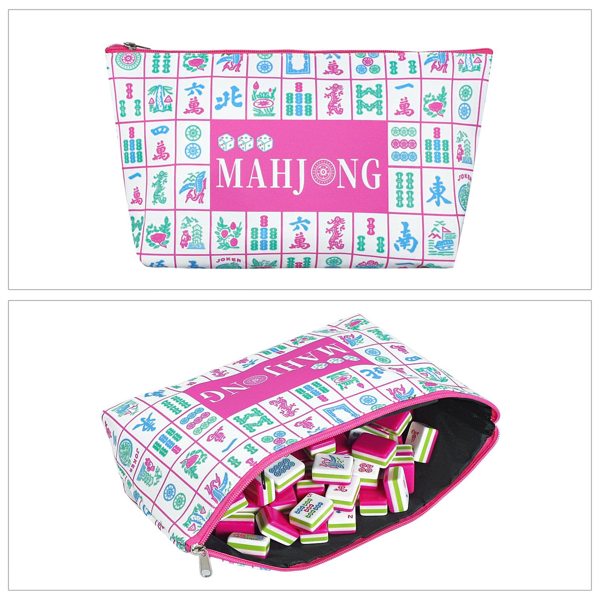 166 Acrylic Engraved Mahjong Tile Set with Carrying Bag W98331