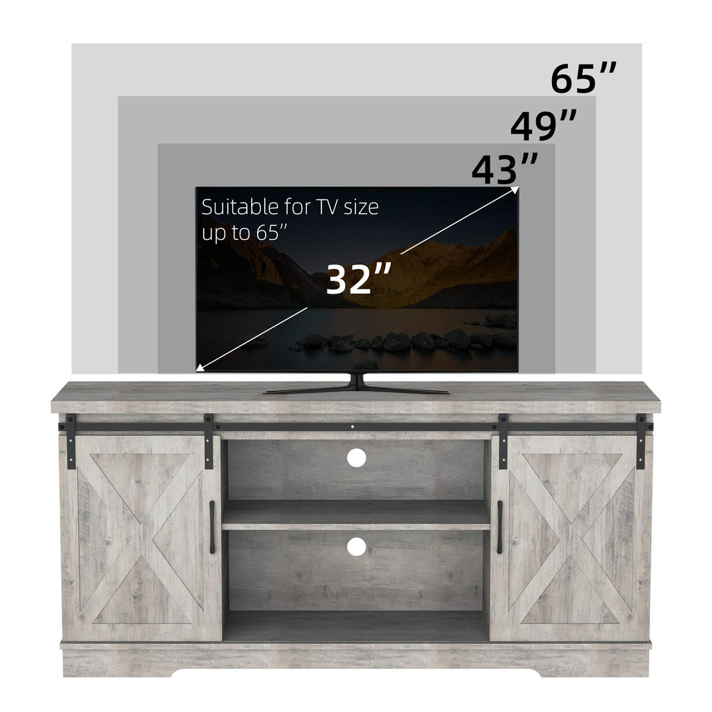 65 Inch Oak TV Stand with Storage Cabinet H53289
