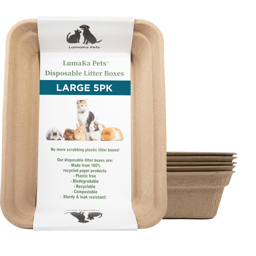 Disposable Cat Litter Box 5-Pack Large Biodegradable Recycled Pulp A53339