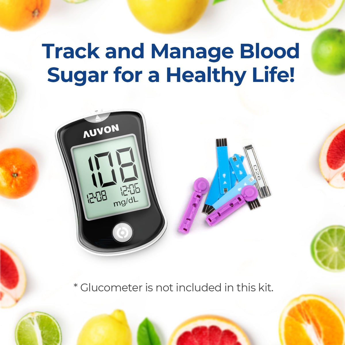 Blood Glucose Test Strips & Lancets Kit, 100 Pack, 30 Gauge I64092