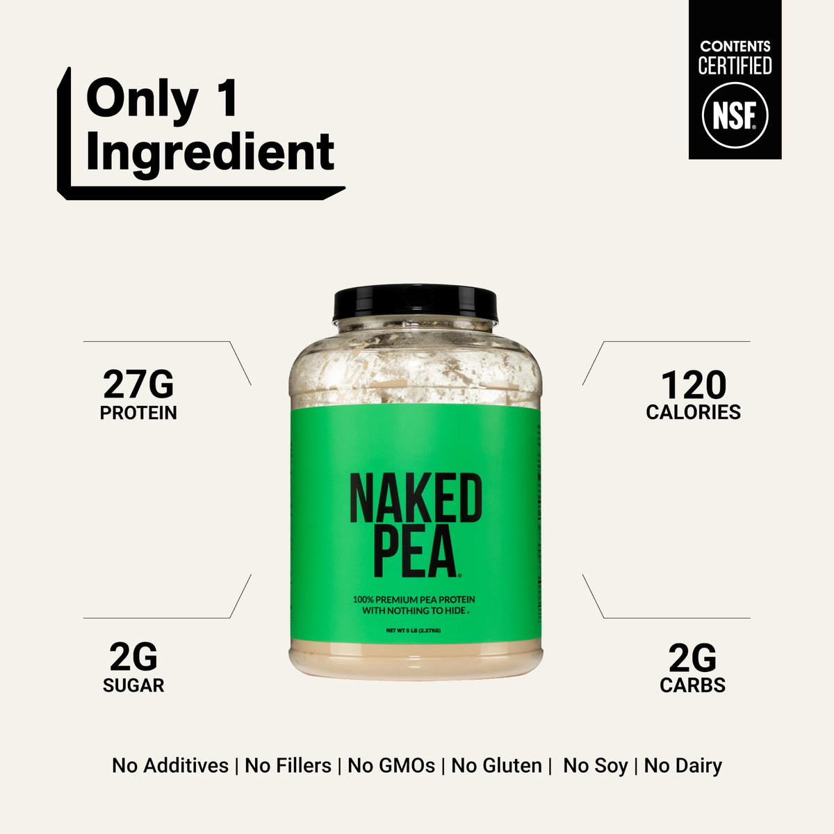 Unflavored Vegan Pea Protein Powder Isolate 5LB R432