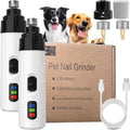 Electric Dog Nail Grinder & Trimmer Rechargeable Quiet Low Vibration Pet Grooming Tool with LED Light 2Pcs T433