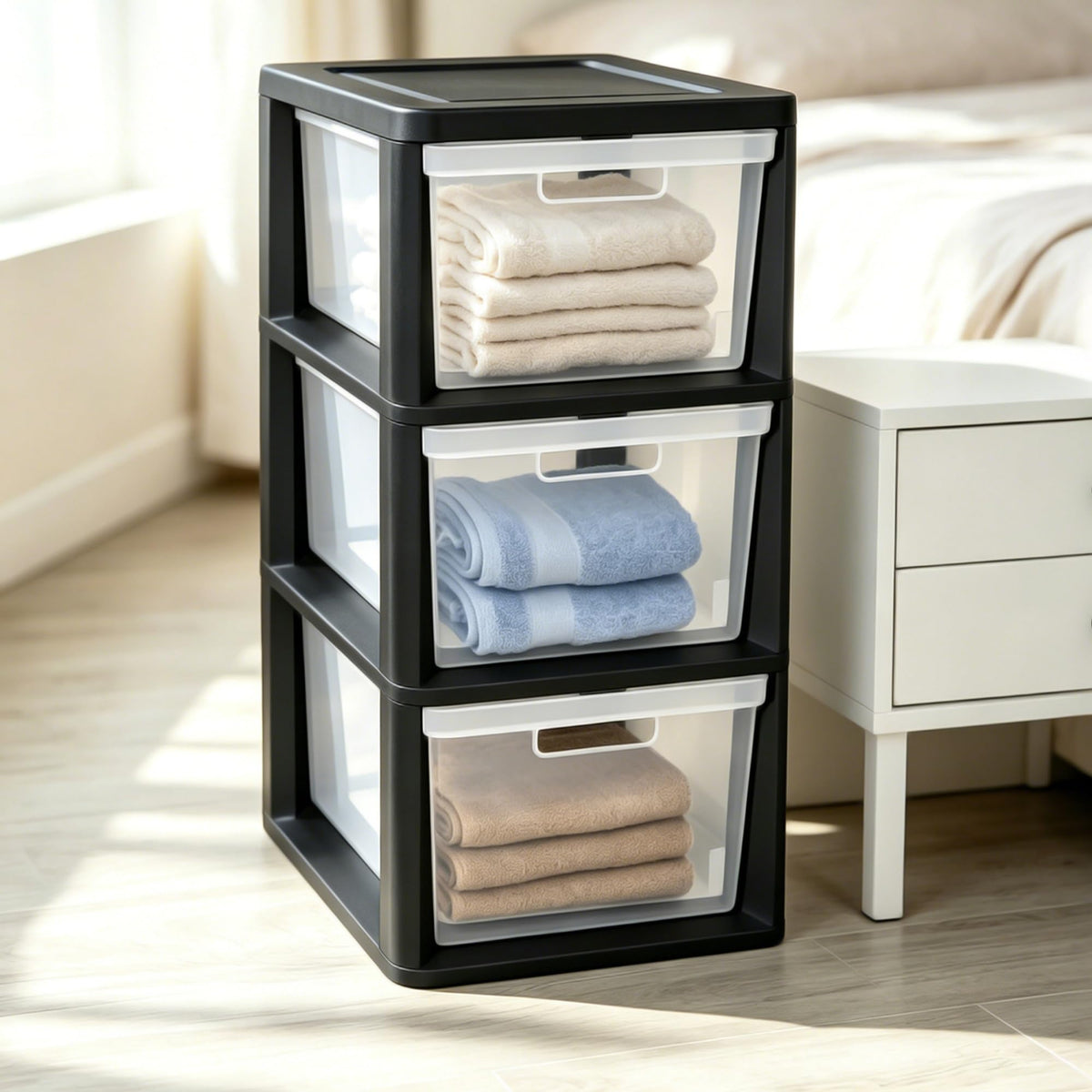 3-Drawer Plastic Storage Organizer Tower Y4879