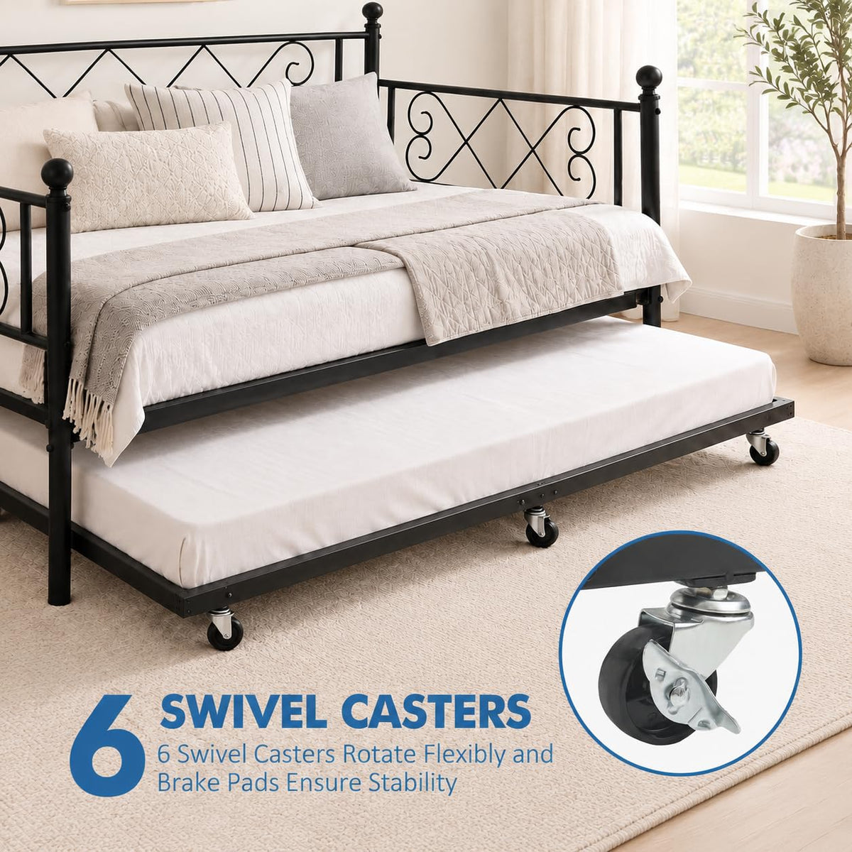 Twin Daybed with Trundle and Heart-Shaped Headboard B6232