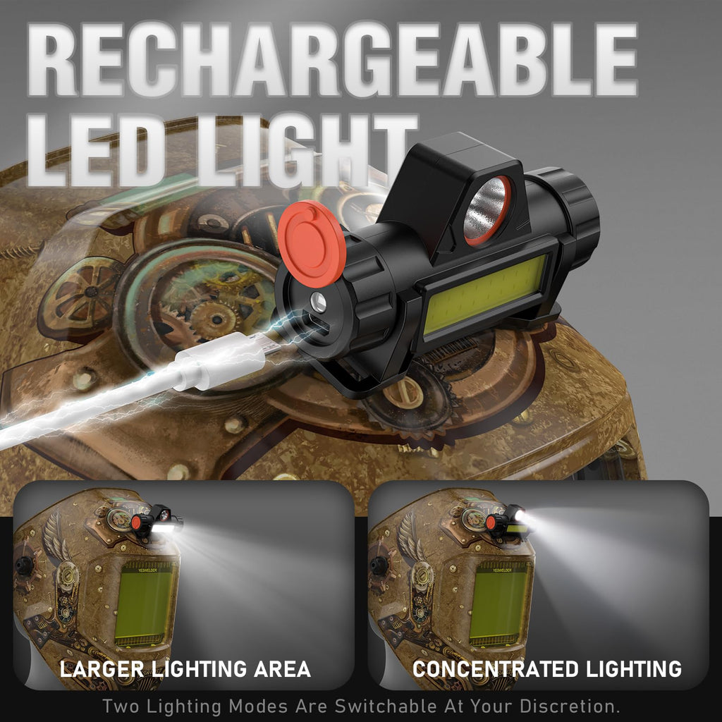 Auto-Darkening Welding Helmet with USB LED Work Light U679