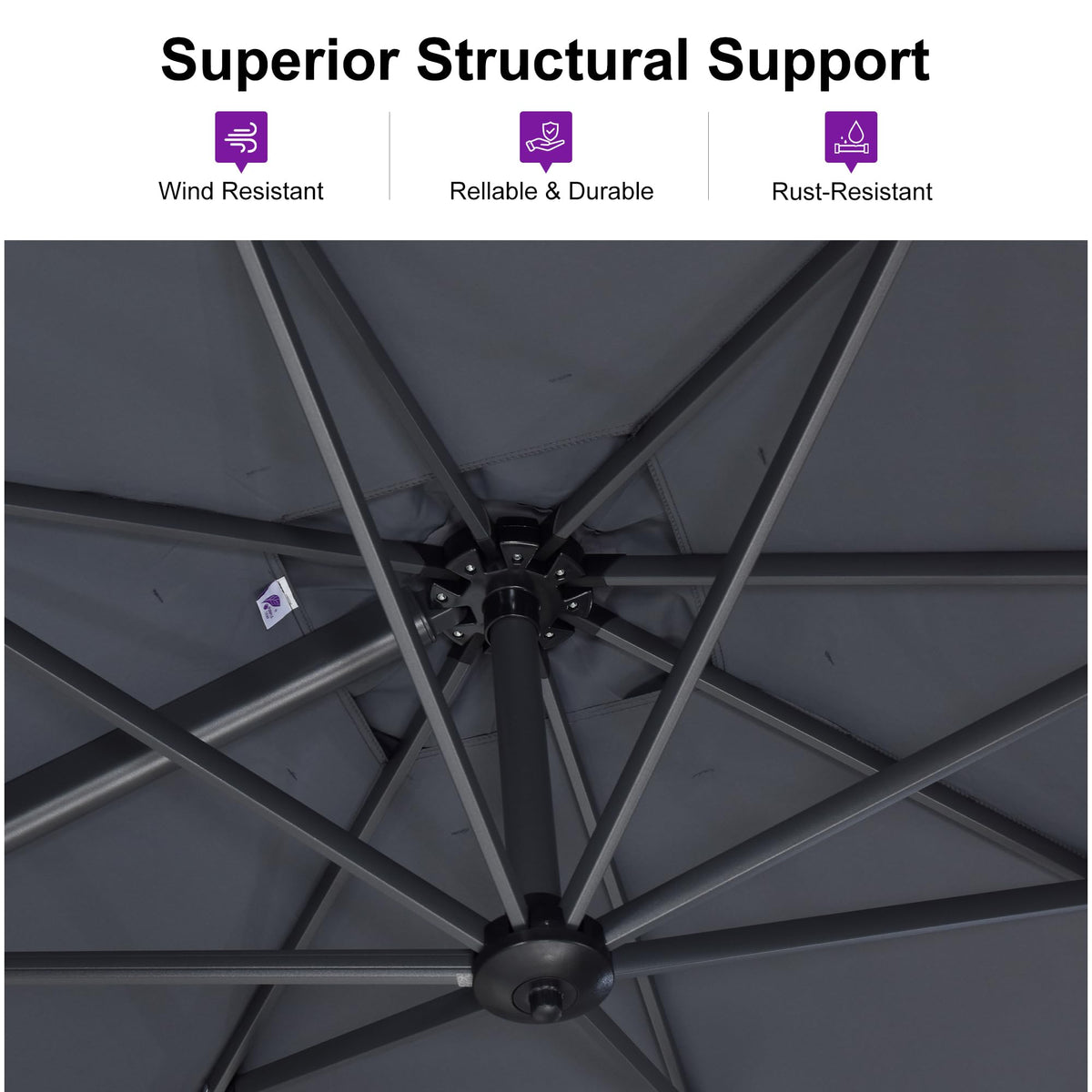 Light Grey Patio Umbrella with Base 10' x 10' A765