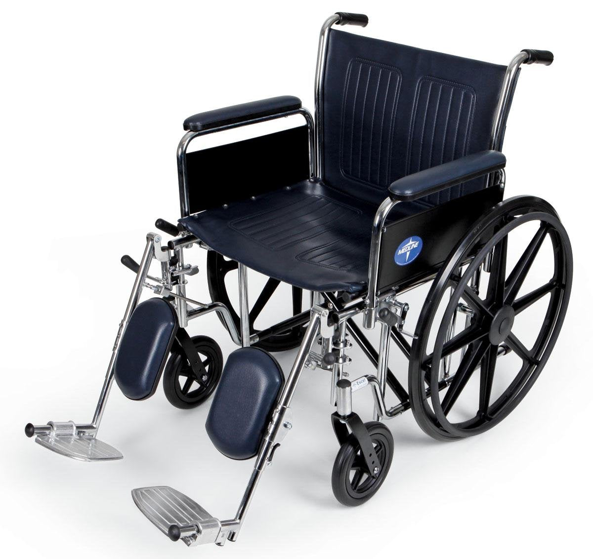 Extra-Wide Wheelchair with 24" Seat, Full-Length Arms, Elevating Leg Rests, Chrome Frame M68651