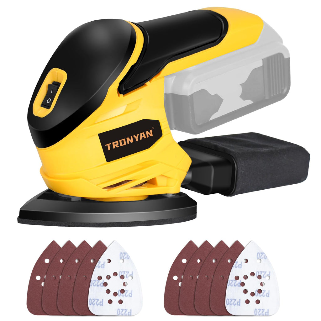 Cordless Detail Sander, 12,000 OPM, 10Pcs Sandpapers, Dust Bag L130