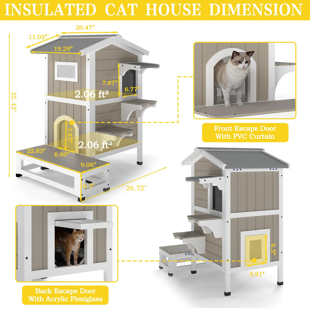 2-Story Insulated Outdoor Cat House V655