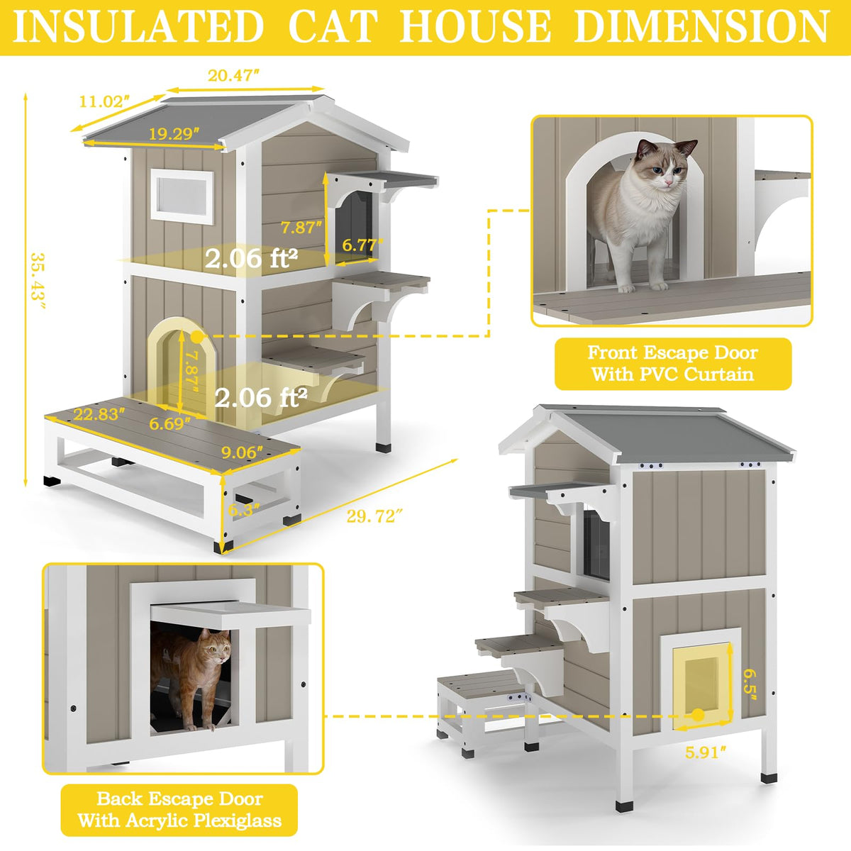 2-Story Insulated Outdoor Cat House V655