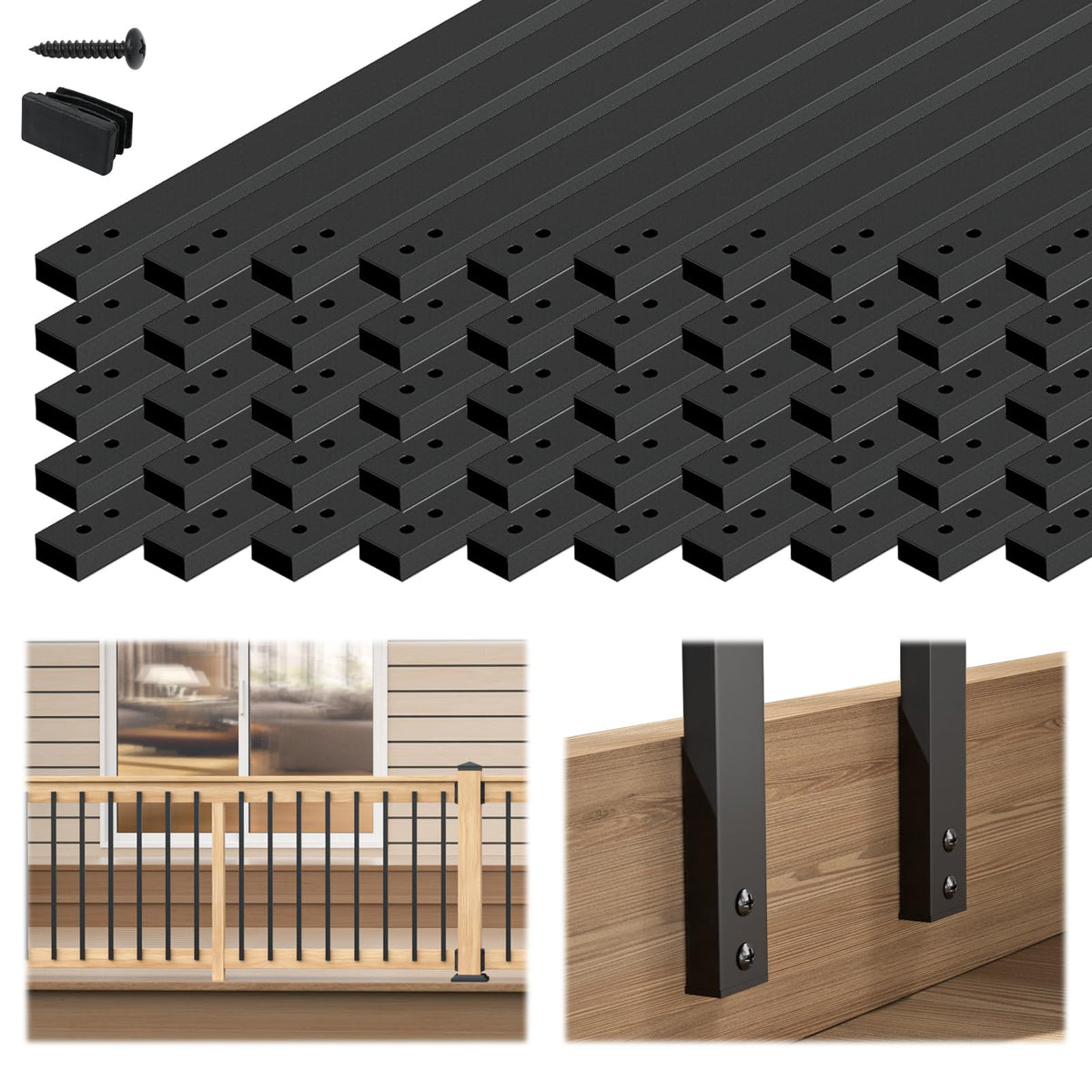 50Pack 32" Black Aluminum Rectangular Deck Balusters H8279