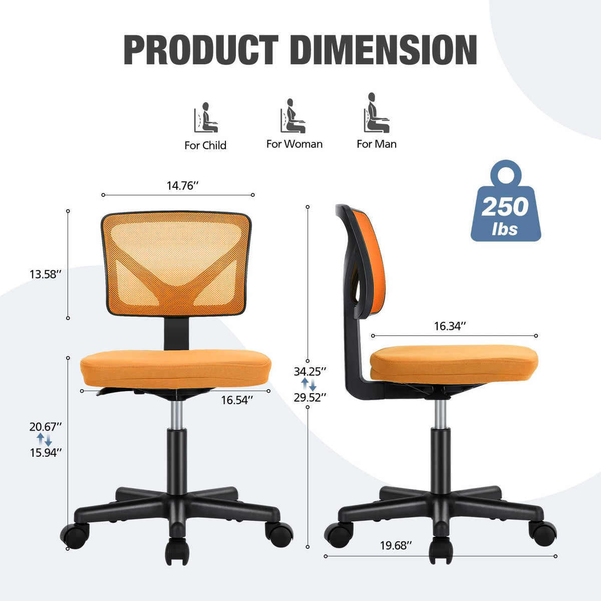 Orange Mesh Ergonomic Low-Back Swivel Office Chair I3231