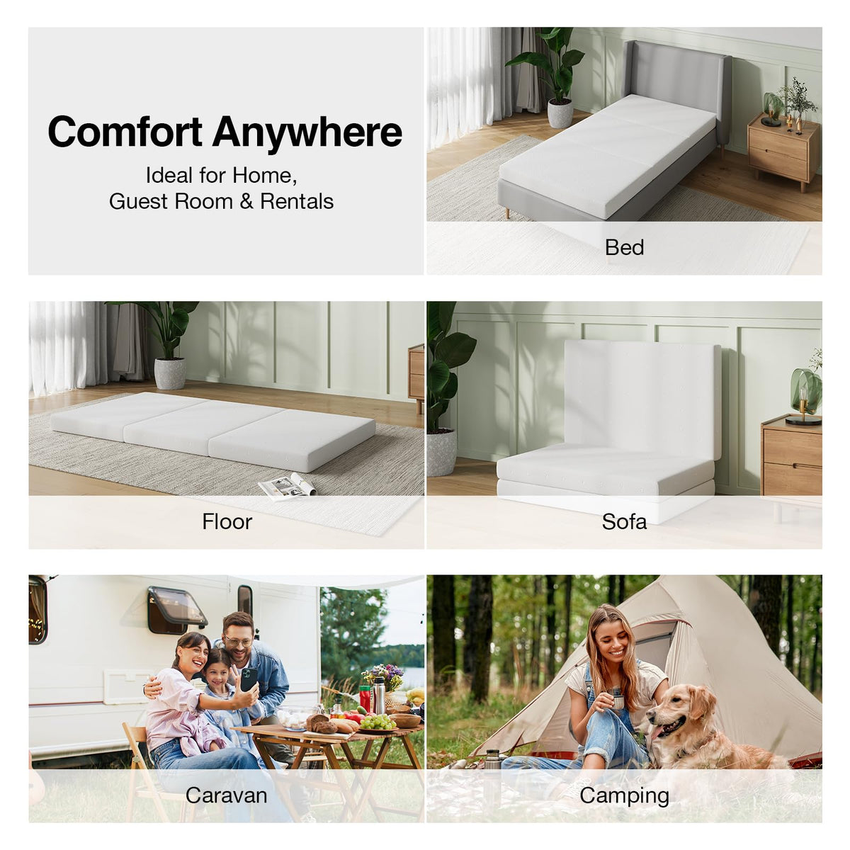 Foldable Foam Mattress Topper, Single Size 4 Inch L649